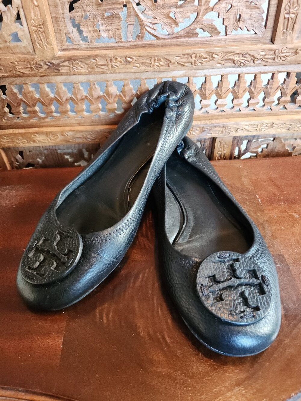 Tory Burch Reva Tumbled Leather Ballet Flat